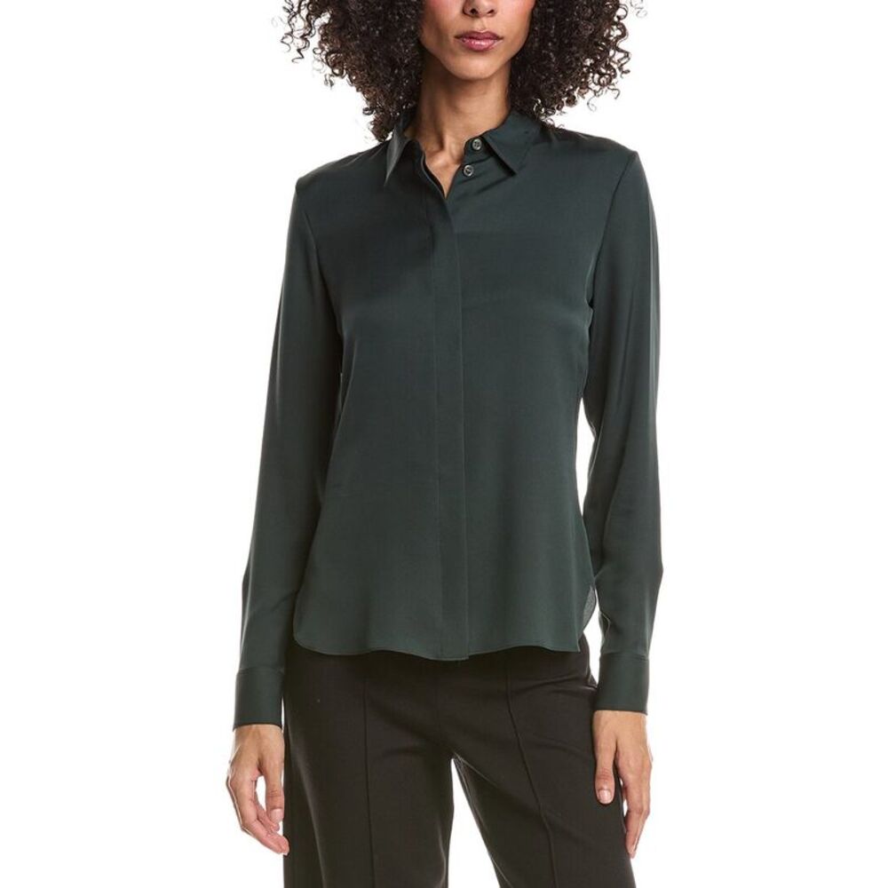 Theory Womens  Classic Fitted Silk Shirt
